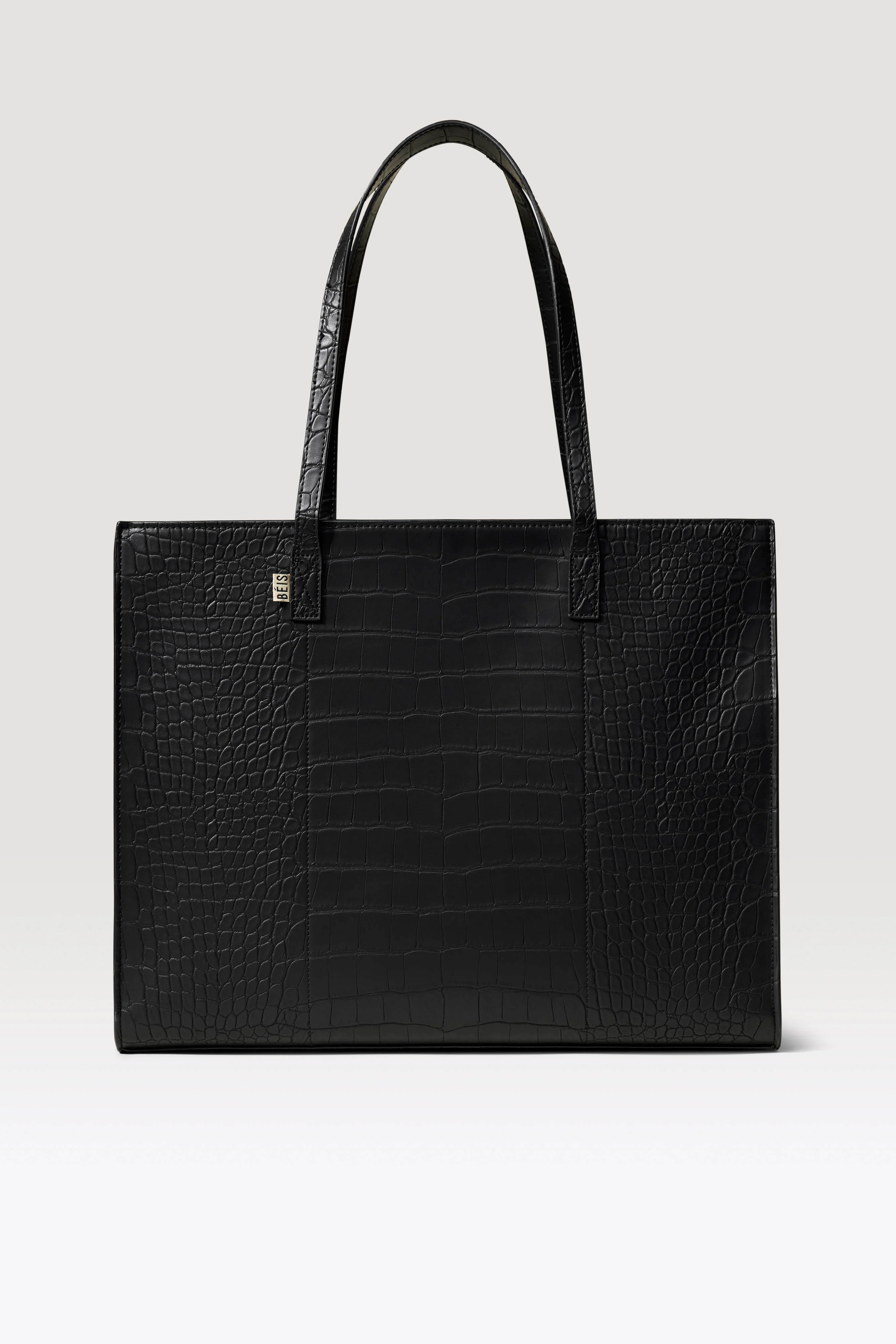 The Large Work Tote in Black Croc